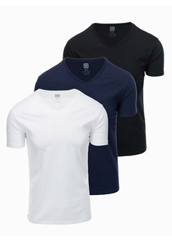 Zestaw koszulek bawełnianych V-NECK 3-pak - mix V12 Z29 ze sklepu ombre w kategorii T-shirty męskie - zdjęcie 176304414