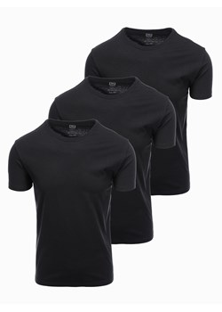 Zestaw koszulek bawełnianych 3-pak - czarne V11 Z30 ze sklepu ombre w kategorii T-shirty męskie - zdjęcie 176304543