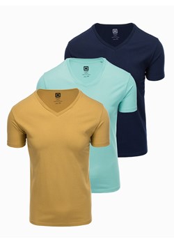 Zestaw koszulek bawełnianych V-NECK 3-pak - mix V7 Z29 ze sklepu ombre w kategorii T-shirty męskie - zdjęcie 176306870