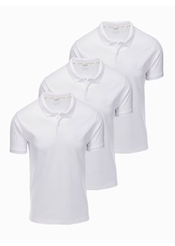 Zestaw koszulek męskich polo z dzianiny pique 3-pak - biały V9 Z28 ze sklepu ombre w kategorii T-shirty męskie - zdjęcie 176309570