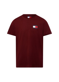 Tommy Jeans Koszulka męska - TJM SLIM ESSENTIAL FLAG TEE Mężczyźni Bawełna bordowy jednolity ze sklepu vangraaf w kategorii T-shirty męskie - zdjęcie 176316352