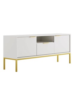 Stojąca szafka pod TV z szufladą 135 cm biały + złoty S9-K35 ze sklepu Edinos.pl w kategorii Szafki RTV - zdjęcie 176316834
