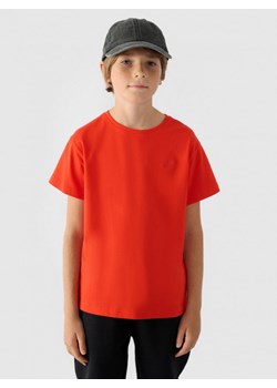 Chłopięcy t-shirt basic 4F 4FJRAW24TTSHM2315 - pomarańczowy ze sklepu Sportstylestory.com w kategorii T-shirty chłopięce - zdjęcie 176322212