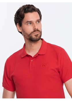 Koszulka męska polo z dzianiny pique - czerwony V22 S1374 ze sklepu ombre w kategorii T-shirty męskie - zdjęcie 176323004