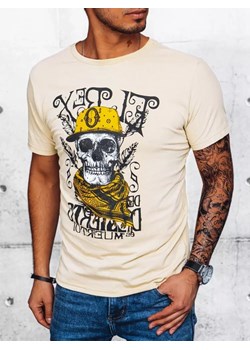 T-shirt męski z nadrukiem kremowy Dstreet RX5092 ze sklepu DSTREET.PL w kategorii T-shirty męskie - zdjęcie 176334513