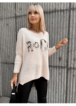 sweter letsrock beżowy one size ze sklepu UBRA w kategorii Swetry damskie - zdjęcie 176351102