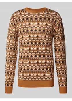 Sweter świąteczny z prążkowanymi wykończeniami ze sklepu Peek&Cloppenburg  w kategorii Swetry męskie - zdjęcie 176355452