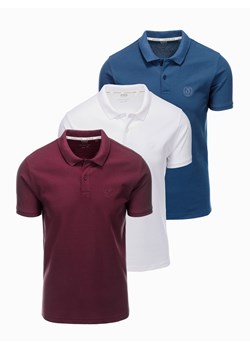 Zestaw koszulek męskich polo z dzianiny pique 3-pak - mix V2 Z28 ze sklepu ombre w kategorii T-shirty męskie - zdjęcie 176358081