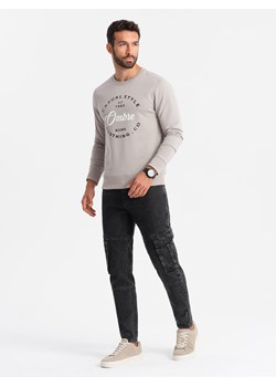 Jeansowe spodnie cargo SLIM FIT z efektem wybielania – czarne V2 OM-PADP-0176 ze sklepu ombre w kategorii Spodnie męskie - zdjęcie 176358110