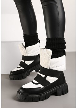 Czarno-Białe Śniegowce Wsuwane Pikowane Florine ze sklepu born2be.pl w kategorii Śniegowce damskie - zdjęcie 176361031