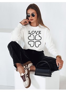 Sweter damski z nadrukiem CLOVER biały Dstreet MY2337 ze sklepu DSTREET.PL w kategorii Swetry damskie - zdjęcie 176363552