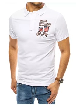 Koszulka polo z haftem biała Dstreet PX0452 ze sklepu DSTREET.PL w kategorii T-shirty męskie - zdjęcie 176363670