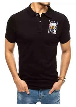 Koszulka polo z haftem czarna Dstreet PX0389 ze sklepu DSTREET.PL w kategorii T-shirty męskie - zdjęcie 176364440