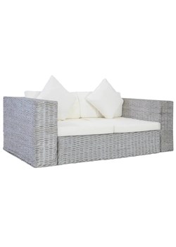 Szara 2-osobowa sofa z rattanu - Abner ze sklepu Edinos.pl w kategorii Sofy i kanapy - zdjęcie 176365281