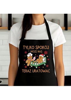 ŚMIESZNY ŚWIĄTECZNY FARTUCH - TYLKO SPOKÓJ MOŻE NAS URATOWAĆ ze sklepu Time For Fashion w kategorii Fartuchy kuchenne - zdjęcie 176386211