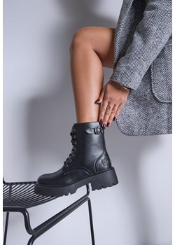 Czarne Botki Workery Vices z Ozdobną Sprzączką przy Cholewce Deosia ze sklepu renee.pl w kategorii Workery damskie - zdjęcie 176388734