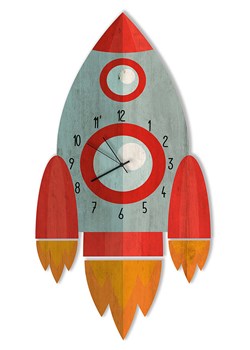 Folkifreckles Zegar ścienny &quot;Rocket&quot; w kolorze czerwono-pomarańczowym - 40 x 40 cm ze sklepu Limango Polska w kategorii Zegary - zdjęcie 176392050
