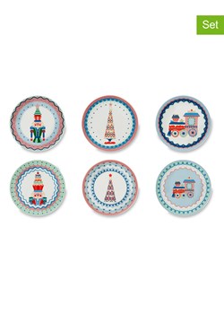 Trendy Kitchen by EXCÉLSA Talerzyki deserowe (6 szt.) w kolorze błękitno-zielono-czerwonym - Ø 15 cm ze sklepu Limango Polska w kategorii Naczynia - zdjęcie 176401772