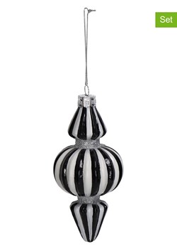 Kersten Bombki (2 szt.) &quot;Stripe&quot; w kolorze czarno-białym - wys. 15 cm ze sklepu Limango Polska w kategorii Dekoracje bożonarodzeniowe - zdjęcie 176409872