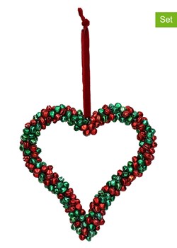 Kersten Dekoracyjne zawieszki (4 szt.) &quot;Heart&quot; w kolorze zielono-czerwonym - 14 x 14 cm ze sklepu Limango Polska w kategorii Dekoracje bożonarodzeniowe - zdjęcie 176410023