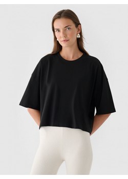 Damski t-shirt basic Outhorn OTHWAW24TTSHF1754 - czarny ze sklepu Sportstylestory.com w kategorii Bluzki damskie - zdjęcie 176421820