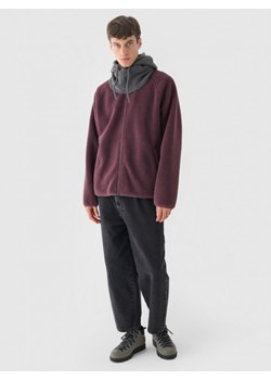 Męski polar sherpa rozpinany Outhorn OTHWAW24TJACM234  - czerwony ze sklepu Sportstylestory.com w kategorii Bluzy męskie - zdjęcie 176422460