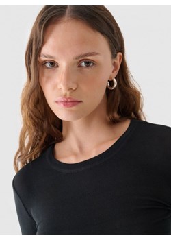 Damski longsleeve z modalu i kaszmiru Outhorn OTHWAW24TLONF466 - czarny ze sklepu Sportstylestory.com w kategorii Bluzki damskie - zdjęcie 176422672