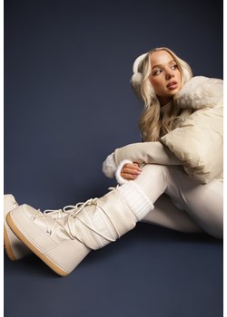 Beżowe Wsuwane Śniegowce na Platformie z Długą Cholewką Hearna ze sklepu renee.pl w kategorii Śniegowce damskie - zdjęcie 176427603