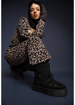 Czarne Futrzane Śniegowce na Platformie z Ozdobnym Wiązaniem Ebele ze sklepu renee.pl w kategorii Śniegowce damskie - zdjęcie 176427654