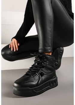 Czarne Sneakersy z Wysoką Cholewką Ocieplane Futrem Emiretia ze sklepu renee.pl w kategorii Buty sportowe damskie - zdjęcie 176428092