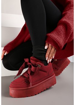 Bordowe Sneakersy Vices Stylizowane na Śniegowce na Platformie Obszyte Futerkiem Naleris ze sklepu renee.pl w kategorii Buty sportowe damskie - zdjęcie 176428982