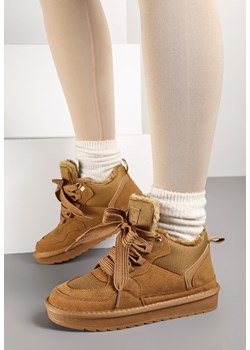 Brązowe Zimowe Sneakersy Vices Stylizowane na Śniegowce z Futerkiem Tennira ze sklepu renee.pl w kategorii Buty sportowe damskie - zdjęcie 176429000