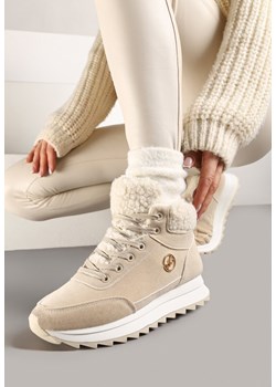 Beżowe Sneakersy Mocno Ocieplone Sztucznym Futerkiem Rosanas - id: 269541 - marki born2be - 176430283 Beżowe Sneakersy Mocno Ocieplone Sztucznym Futerkiem Rosanas ze sklepu born2be.pl w kategorii Buty sportowe damskie - zdjęcie 176430283