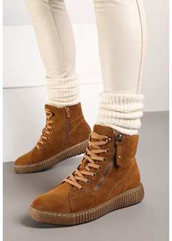 Brązowe Ocieplane Traperki w Sportowym Stylu Olytasia - id: 280013 - marki born2be - 176430320 Brązowe Ocieplane Traperki w Sportowym Stylu Olytasia ze sklepu born2be.pl w kategorii Workery damskie - zdjęcie 176430320