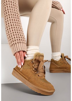 Brązowe Sneakersy Vices w Stylu Śniegowców Ocieplane z Szerokim Sznurowaniem Rennith ze sklepu born2be.pl w kategorii Buty sportowe damskie - zdjęcie 176431752