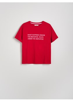 Reserved - T-shirt regular z motywem świątecznym - czerwony ze sklepu Reserved w kategorii Bluzki damskie - zdjęcie 176433682