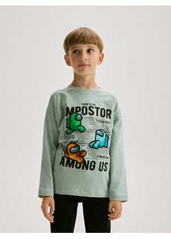 Reserved - Longsleeve Among Us - jasnozielony ze sklepu Reserved w kategorii T-shirty chłopięce - zdjęcie 176434173