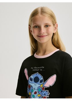 Reserved - Swiąteczny t-shirt Lilo i Stitch - czarny ze sklepu Reserved w kategorii Bluzki dziewczęce - zdjęcie 176438212