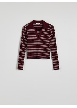 Reserved - Sweter polo z bawełną - bordowy ze sklepu Reserved w kategorii Swetry damskie - zdjęcie 176442623