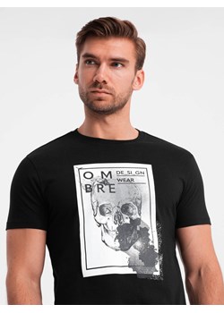 Bawełniana męska koszulka z czaszką – czarna V1 OM-TSPT-0200 ze sklepu ombre w kategorii T-shirty męskie - zdjęcie 176445281