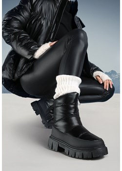Czarne Pikowane Śniegowce na Niskiej Platformie z Ekoskóry Vrata ze sklepu born2be.pl w kategorii Śniegowce damskie - zdjęcie 176471531