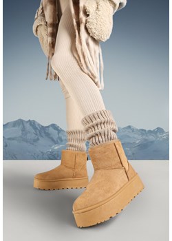 Brązowe Śniegowce na Platformie z Przeszyciami i Futerkiem Vento ze sklepu born2be.pl w kategorii Śniegowce damskie - zdjęcie 176471534