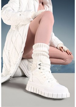 Białe Botki na Platformie z Futerkiem Dorcva ze sklepu born2be.pl w kategorii Workery damskie - zdjęcie 176471543