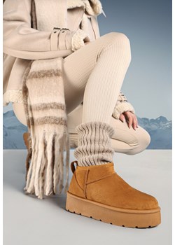 Brązowe Wsuwane Śniegowce na Platformie z Krótką Cholewką Arinara ze sklepu born2be.pl w kategorii Śniegowce damskie - zdjęcie 176471603