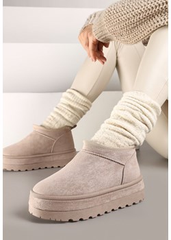 Jasnobeżowe Śniegowce Vices z Krótką Cholewką Ocieplone Futerkiem Grelfedi ze sklepu born2be.pl w kategorii Śniegowce damskie - zdjęcie 176471643
