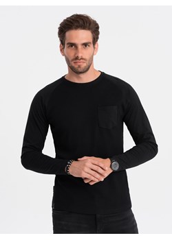 Longsleeve męski o strukturze "wafla" - czarny V4 OM-LSCL-0109 ze sklepu ombre w kategorii T-shirty męskie - zdjęcie 176539071