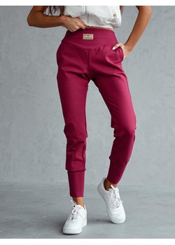 spodnie logowane barbossa mielczarkowski polski produkt  - bordo ze sklepu STYLOWO w kategorii Spodnie damskie - zdjęcie 176539274