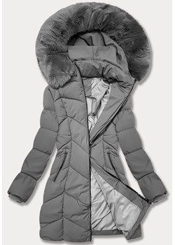 Kurtka zimowa damska plus size do połowy uda S'west szara ciemna (B8306-70) ze sklepu goodlookin.pl w kategorii Kurtki damskie - zdjęcie 176539734