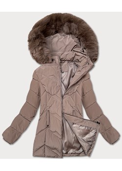 Kurtka zimowa damska plus size z kapturem S'west kakao (B8300-48) ze sklepu goodlookin.pl w kategorii Kurtki damskie - zdjęcie 176539890