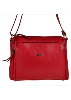 Włoska skórzana torebka czerwona vezze okucia srebrne ze sklepu melon.pl w kategorii Listonoszki - zdjęcie 176540601